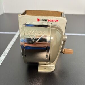 Hunt Boston Pencil Sharpener OS Tan Model L 1041 Vintage Manual Desk Mount Class